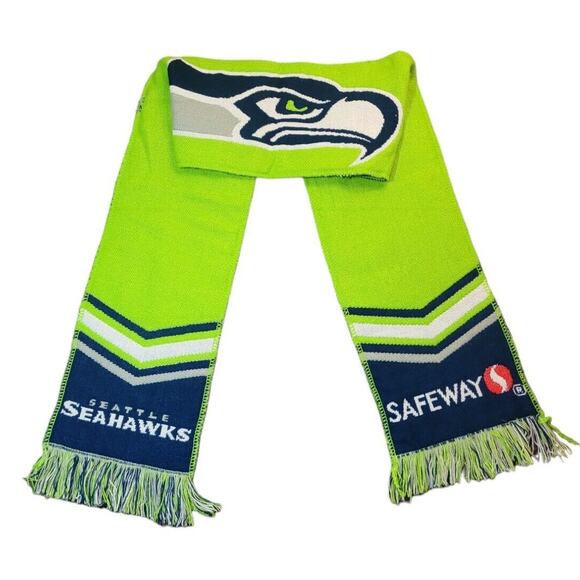 Seattle Seahawks NFL Knit Scarf Double-Sided Logo Winter Fan Gear • EUC - Picture 1 of 5